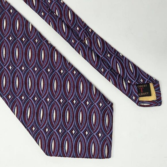 ROBERT TALBOTT BEST OF CLASS SILK TIE RED BLUE TEXTURED WOVEN STRIPE 4" X 57" - Picture 1 of 4